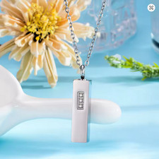 Ascheschmuck Mini Urne Edelstahl Zylinder Anhänger Zirkonia Urne Farbe Silber