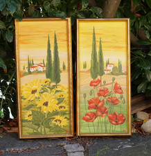 Handgemalte Bilder auf Leinwand, Mediterran, Toskana, warm