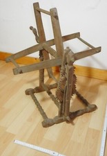hand kurbel spinn faden haspel rolle zähl werk holz zahn rad alt antik top deko