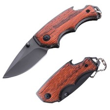 Kleines Taschenmesser Mini Klappmesser Einhandmesser Holzgriff EDC Messer Angeln