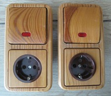 Steckdosen-Schalter-Kombination  - 2 Stück Holzdekor gebraucht 90iger