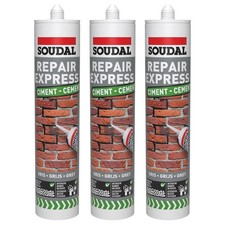 3x Soudal Repair Express Zementmörtel Rissfüller Kartusche GRAU, 290ml