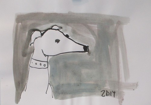 Windhund hund tusche - tusche, original