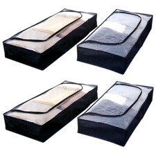 4x Unterbettbox 103x45x15cm Unterbettkommode Schwarz Unterbett Aufbewahrung