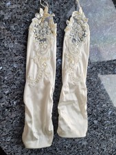 Braut  Accessoires Handschuhe Satin bestickt Ivory Brauthandschuhe fingerlos