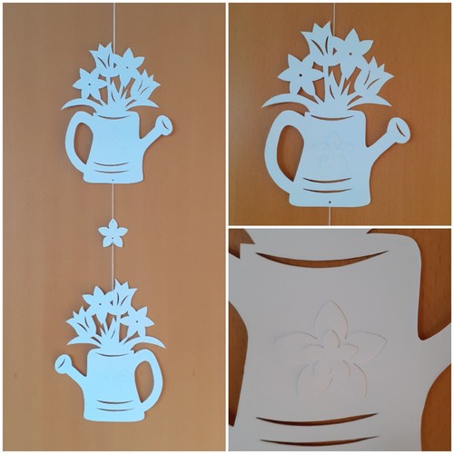 Fensterbild gießkanne blumen - fensterbild,