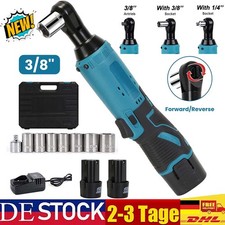 Elektrischer Akku Ratschenschrauber Ratschen Winkelschrauber 60Nm 3/8'' 2 Akkus~