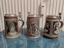 🍺 3 originale GERZ Bierkrüge mit Zinndeckel – Westerwald, Vintage, Sammler