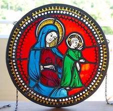 Bleiverglasung, Glasbild, Fensterbild, Madonna, Maria mit Jesus, Relief, Kirche