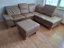 Sofa Eckgarnitur echt Leder Nougat