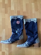 Cowboystiefel Westernstiefel Blau Reptil/Wildleder Gr. 39 Leder Gefüttert Top