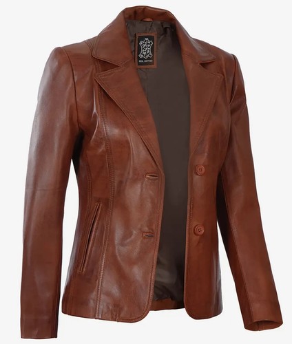 Damen lederblazer mit - damen,