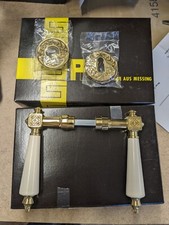  P. Bisschop Drückergarnitur 1890/18/618 Messing poliert Handhabe weiß PVC