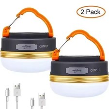 2 LED Camping Zelt Licht Lampe Campingleuchte USB Outdoor Akku Laterne Aufladbar