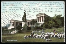 München, Bavaria, Schafherde, Ansichtskarte 1903 