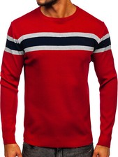 Pullover Sweater Pulli Sweatshirt Rundhals Sport Gestreift Herren Mix BOLF Motiv
