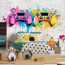 Fototapete Kinderzimmer Junge Gaming Graffiti VLIES TAPETE XXL + KLEISTER 182