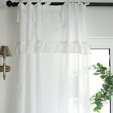WEISS 1x(145x250cm) Vorhänge Gardinen Vintage Landhaus Shabby Vintage Monogramm