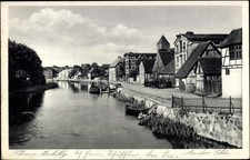 Ak Plau am See Mecklenburg, An der Elde, Fachwerkhaus, Boote,... - 3636965