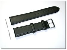 Klassik echt Leder Uhrenarmband schwarz seidenmatt 20mm breit  silb. Schlie.1020