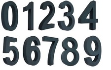 Hausnummer Edelstahl anthrazit RAL7016  H20cm  H30cm  Arial in 2D oder 3D