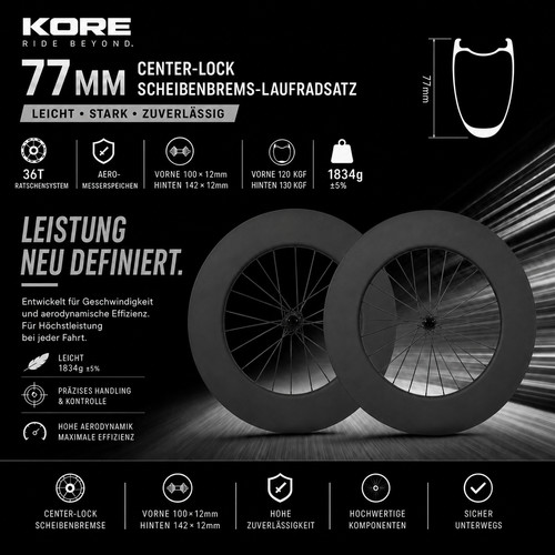 Kore 77mm carbon laufradsatz - kore,