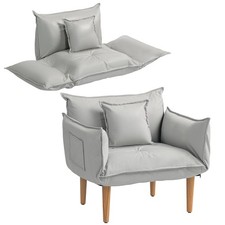 2-in-1 Sessel, Loungesessel mit Kissen Bodensessel mit Verstellbarer Rückenlehne