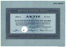 Bremer Strassenbahn AG 1959 Bremen Delmenhorst Thedinghausen Hoya Weser 1000 DM