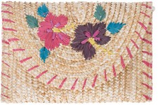 Vintage »SIGGI RAFFIA FLOWER« Bastz Blumen HANDTASCHE Clutch Rockabilly