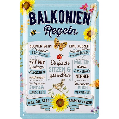 Retro blechschild balkonien - blechschild,