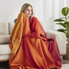 Ibena Sorrento Wohndecke Sofadecke Wolldecke Kuscheldecke Heimdecke 1442 Orange
