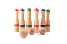 6 Holzkegel 19 cm hoch