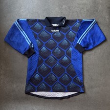 Adidas Vintage 1990s Oliver Kahn Herren Torwart Trikot Jersey Gr. S Blau