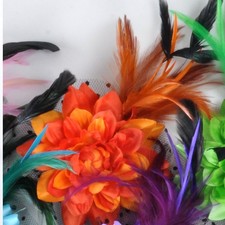 RÄUMUNGVERK C132 Haarschmuck Haarspange Brosche Blume Feder