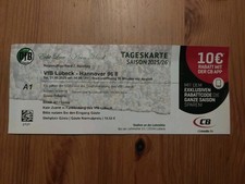 Used Sammler Ticket Regionalliga Nord 2025/26 VfB Lübeck vs Hannover 96 II