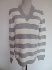 PUBLIC V-Pullover  Pulli 38 grau weiß Baumwolle wie neu /Q