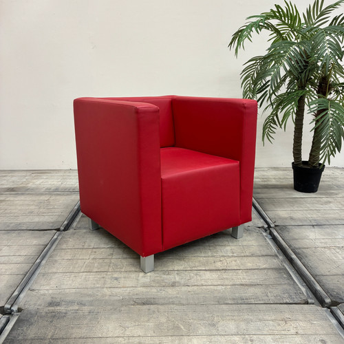 Cubesessel rot kunstleder - cubesessel,