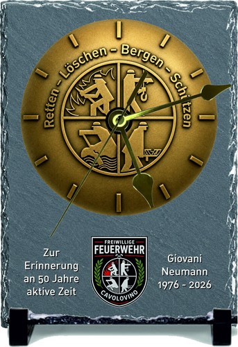 Feuerwehr schiefer standuhr - schiefer,