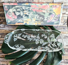 Walther-Glas Stollenplatte * Maria * Vintage Kuchenplatte Floral Dekor