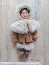 Puppe Iniuit Indianerpuppe in Lederkleidung Vintage