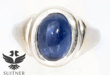Saphir Ring aus 585 Weißgold mit großem 4,20ct Saphir Cabochon KAY Unikat Siegel