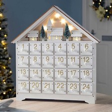 NEU Adventskalender Holz zum Befüllen Weihnachts-Deko teilw LED Beleuchtung