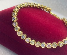 Luxus Tennis Armband Zirkonia Bunt Kristalle 585er Gold 14K vergoldet 18-19cm