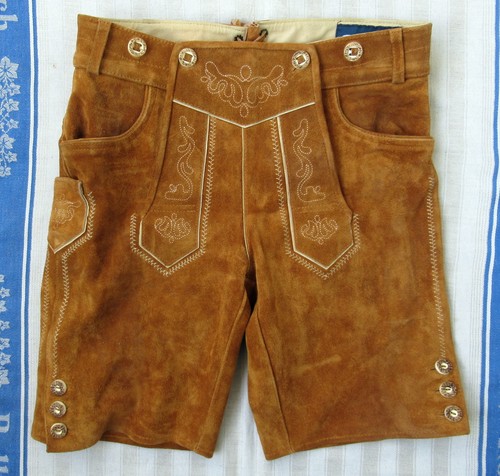 Bestickte braune lederhose - braune,