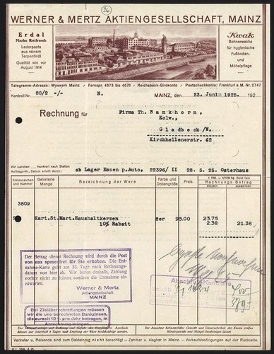 Rechnung mainz 1925 - mainz, 1925,