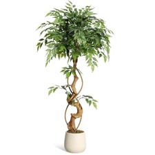 Litake Kunstpflanzen Künstlicher Ficus Baum 120 cm Große Grüne Birkenfeige im...