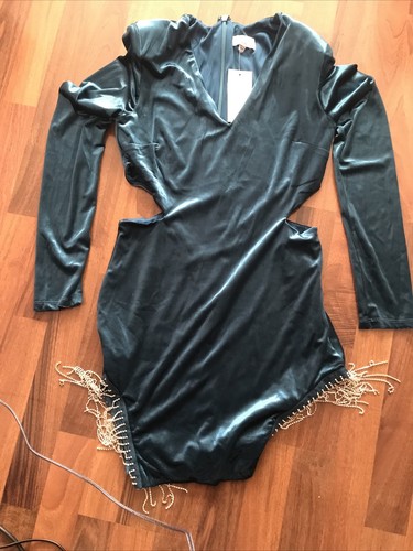Mini kleid pannesamt - mini, grün
