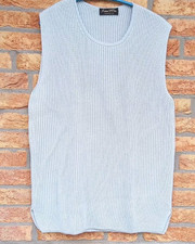 LANA D´ORO Damen Shirt Top Gr. 46 - 48 Blau Kaschmir- Seide Ärmellos Rippen NEU