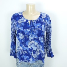 ROXY Bluse Tunika Blau Geblümt Gr. M 38