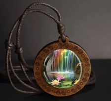 Halskette Holzkette Regenbogen